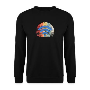 Wifi Vintage Wifi Internet Router Cell Phone Gift - Unisex Sweatshirt - black - Front - Alina (178cm) & Michal (187cm)