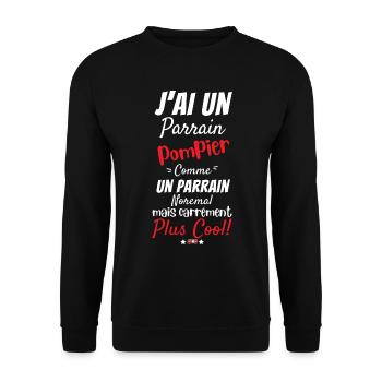 I have a firefighter godfather truck birth gift - Unisex Sweatshirt - black - Front - Alina (178cm) & Michal (187cm)