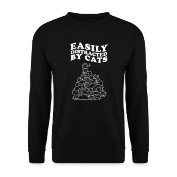 Facilement distrait par les chats Chat Chat Dire - Sweat-shirt Unisexe - noir - Devant - Alina (178cm) & Michal (187cm)