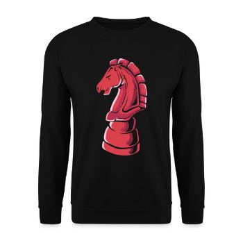 Ritter-Schachfigur Manager des Schachclubs - Unisex Pullover - Schwarz - Vorne - Alina (178cm) & Michal (187cm)