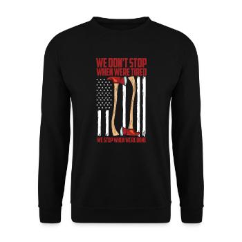 Fireman - Firefighter Motto American - Station - Unisex Pullover - Schwarz - Vorne - Alina (178cm) & Michal (187cm)