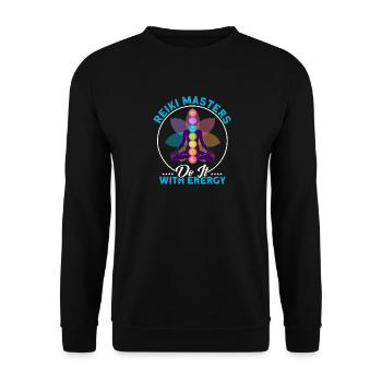 Reiki Symbol Reiki Master Reiki Crystal Gift - Unisex Sweatshirt - black - Front - Alina (178cm) & Michal (187cm)