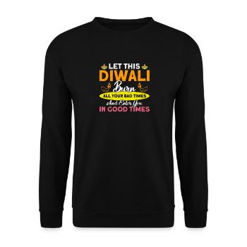 Diwali Hindus Sikh Festival of Lights Gift - Unisex Sweatshirt - black - Front - Alina (178cm) & Michal (187cm)