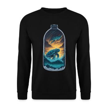 Schildkröte Flasche - Unisex Pullover - Schwarz - Vorne - Alina (178cm) & Michal (187cm)