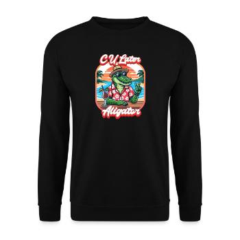 CU Later Aligator - Unisex Pullover - Schwarz - Vorne - Alina (178cm) & Michal (187cm)