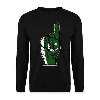 Pakistan flag number 1 used - Unisex Sweatshirt - black - Front - Alina (178cm) & Michal (187cm)