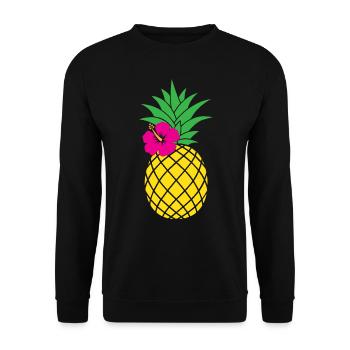 Costume d’ananas Hawaïen Fruit Carnaval hawaïen - Sweat-shirt Unisexe - noir - Devant - Alina (178cm) & Michal (187cm)