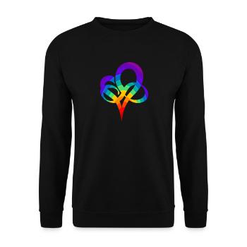 Regenbogen Herz - Unisex Pullover - Schwarz - Vorne - Alina (178cm) & Michal (187cm)