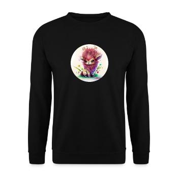 Tier Löwe fantasy und niedlich - Unisex Pullover - Schwarz - Vorne - Alina (178cm) & Michal (187cm)