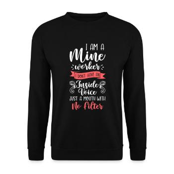 Kohle Schaufel Spitzhacke Schacht - Unisex Pullover - Schwarz - Vorne - Alina (178cm) & Michal (187cm)