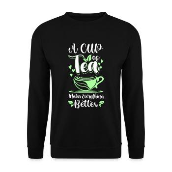 Teacup Relaxation Tea Lovers Winter - Unisex Sweatshirt - black - Front - Alina (178cm) & Michal (187cm)