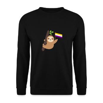 Queer Non-Binaire Paresseux Tropical Animal LGBT - Sweat-shirt Unisexe - noir - Devant - Alina (178cm) & Michal (187cm)