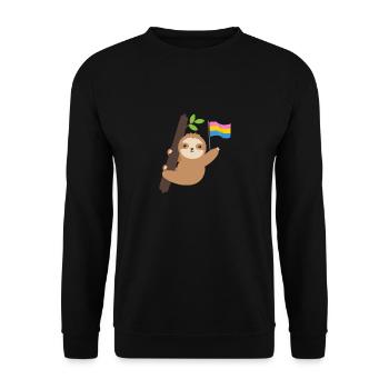 Pan Pride Month Pansexual Flag Sloth LGBT - Unisex Sweatshirt - black - Front - Alina (178cm) & Michal (187cm)