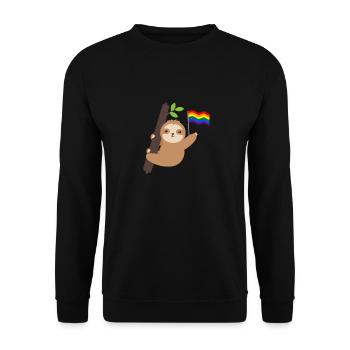 Queer Rainbow Sloth Tropical Animal LGBT - Unisex Sweatshirt - black - Front - Alina (178cm) & Michal (187cm)