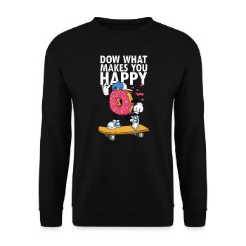 Skateboarder Skateboard Spruch Donut Do what makes - Unisex Pullover - Schwarz - Vorne - Alina (178cm) & Michal (187cm)