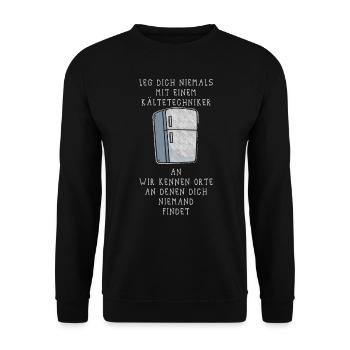 Kältetechniker Heizungsbauer Installateur - Unisex Pullover - Schwarz - Vorne - Alina (178cm) & Michal (187cm)