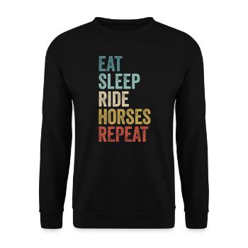 Eat Sleep Ride Pferde Reiten wiederholen - Unisex Pullover - Schwarz - Vorne - Alina (178cm) & Michal (187cm)