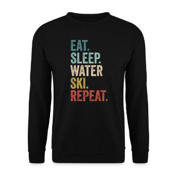 Funny Eat Sleep Water Ski Repeat Water Ski - Unisex Sweatshirt - black - Front - Alina (178cm) & Michal (187cm)