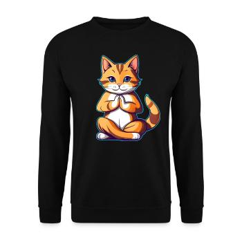 Chat mignon en position de yoga de Bouddha - Sweat-shirt Unisexe - noir - Devant - Alina (178cm) & Michal (187cm)