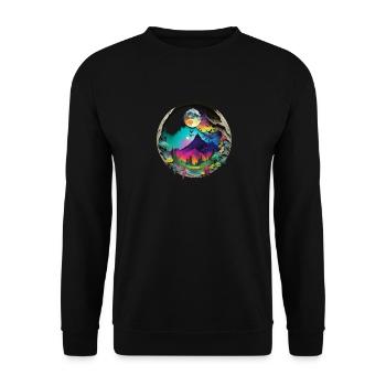 Montagnes au néon imaginatives – Art paysager - Sweat-shirt Unisexe - noir - Devant - Alina (178cm) & Michal (187cm)