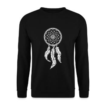 Dream Catcher plumes amérindien porte-bonheur Mandala - Sweat-shirt Unisexe - noir - Devant - Alina (178cm) & Michal (187cm)