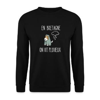 en bretagne on vit pluvieux - Sweat-shirt Unisexe - noir - Devant - Alina (178cm) & Michal (187cm)