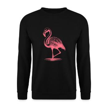 Elegant pink flamingo standing on one leg - Unisex Sweatshirt - black - Front - Alina (178cm) & Michal (187cm)