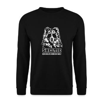 SHELTIE cooler Hund Wilsigns Hundespruch - Unisex Pullover - Schwarz - Vorne - Alina (178cm) & Michal (187cm)