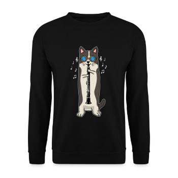 Clarinette chat musicien Kitty Instrument de musique - Sweat-shirt Unisexe - noir - Devant - Alina (178cm) & Michal (187cm)