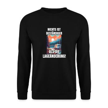 Lustiger Camper Spruch - Unisex Pullover - Schwarz - Vorne - Alina (178cm) & Michal (187cm)
