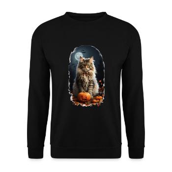 Norwegian Forest Cat Halloween - Unisex Sweatshirt - black - Front - Alina (178cm) & Michal (187cm)