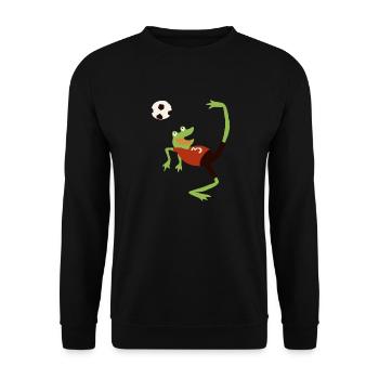 Fussballfrosch - Unisex Pullover - Schwarz - Vorne - Alina (178cm) & Michal (187cm)