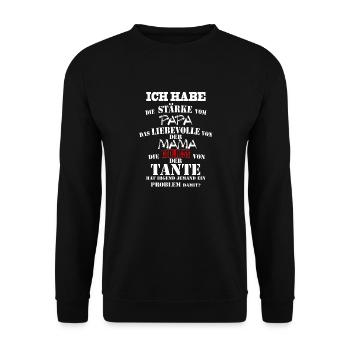PAPA MAMA TANTE - Unisex Pullover - Schwarz - Vorne - Alina (178cm) & Michal (187cm)