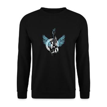 Gitarre guitar Flügel wings Graffiti Musik music - Unisex Pullover - Schwarz - Vorne - Alina (178cm) & Michal (187cm)