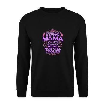 Ich bin eine Katzen Mama, wie eine normale Mama, - Unisex Pullover - Schwarz - Vorne - Alina (178cm) & Michal (187cm)