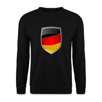 Shield with German Flag - Unisex Pullover - Schwarz - Vorne - Alina (178cm) & Michal (187cm)