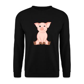 Schwein - Unisex Pullover - Schwarz - Vorne - Alina (178cm) & Michal (187cm)
