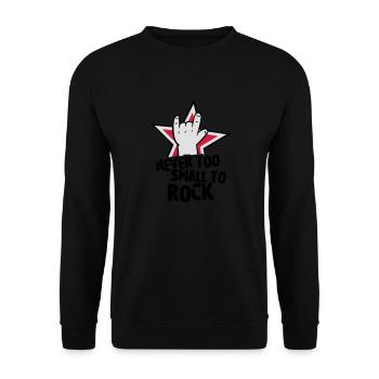 never too small to rock - geburt - baby -kleinkind - Sweat-shirt Unisexe - noir - Devant - Alina (178cm) & Michal (187cm)
