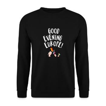 Guten Abend Europa - Unisex Pullover - Schwarz - Vorne - Alina (178cm) & Michal (187cm)