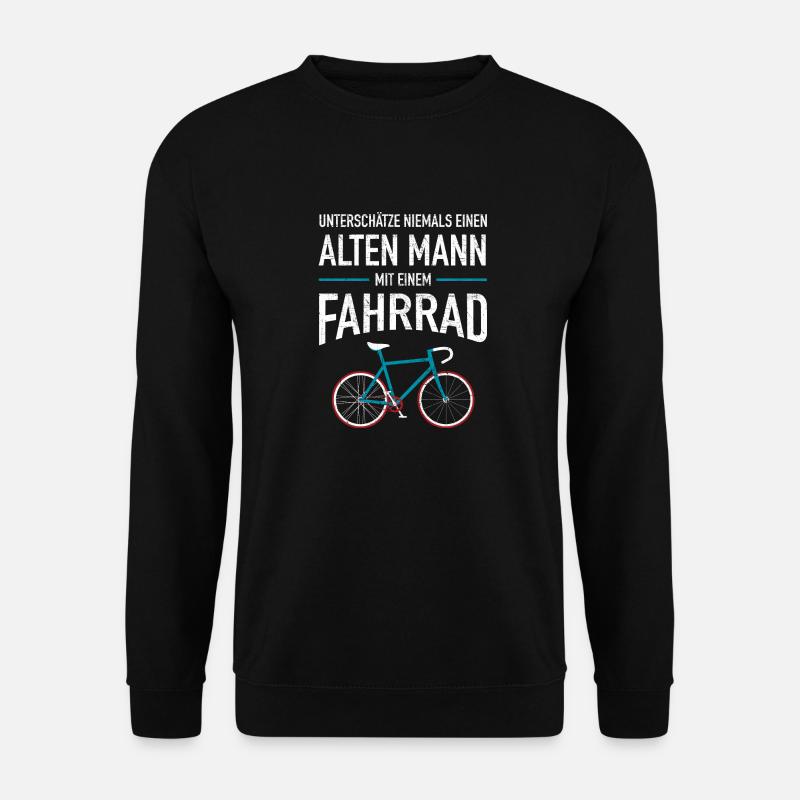 Unterschätze Niemals Einen Alten Mann Mit Fahrrad - Unisex Pullover - Schwarz