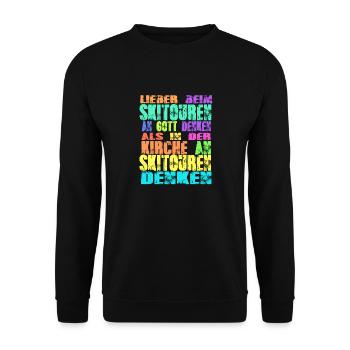 Skitouren Kirche - Unisex Pullover - Schwarz - Vorne - Alina (178cm) & Michal (187cm)