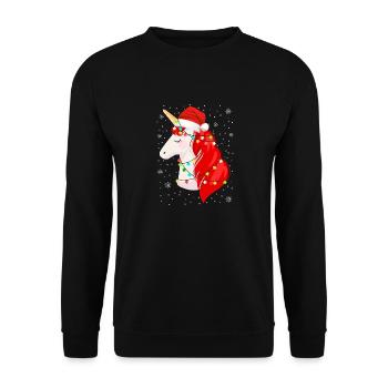 Christmas Unicorn - Unisex Sweatshirt - black - Front - Alina (178cm) & Michal (187cm)