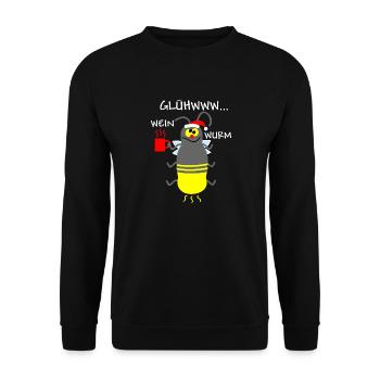 Glühwurm mit Glühwein - Unisex Pullover - Schwarz - Vorne - Alina (178cm) & Michal (187cm)
