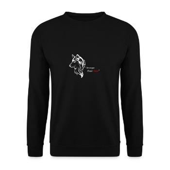 Loup - CITATION "Stronger than fear" - Sweat-shirt Unisexe - noir - Devant - Alina (178cm) & Michal (187cm)