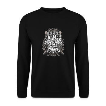 Holzfäller T Shirt Brennholzfarmer - Unisex Pullover - Schwarz - Vorne - Alina (178cm) & Michal (187cm)