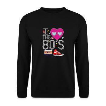 I Herz die achtziger Jahre - Unisex Pullover - Schwarz - Vorne - Alina (178cm) & Michal (187cm)