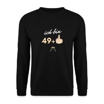 ich bin 49+ zum 50. Geburtstag Geschenk - Unisex Pullover - Schwarz - Vorne - Alina (178cm) & Michal (187cm)
