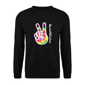 Friedenszeichen Hand - Unisex Pullover - Schwarz - Vorne - Alina (178cm) & Michal (187cm)