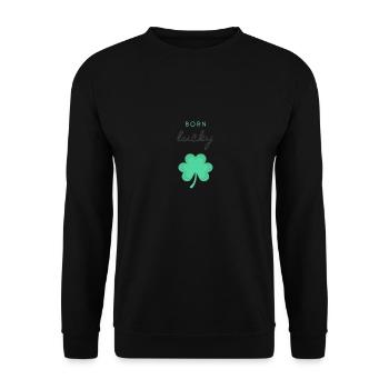 Born lucky - Unisex Sweatshirt - black - Front - Alina (178cm) & Michal (187cm)