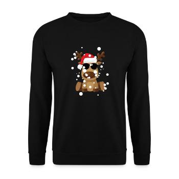 Renne lunettes de soleil flocons de neige noël - Sweat-shirt Unisexe - noir - Devant - Alina (178cm) & Michal (187cm)